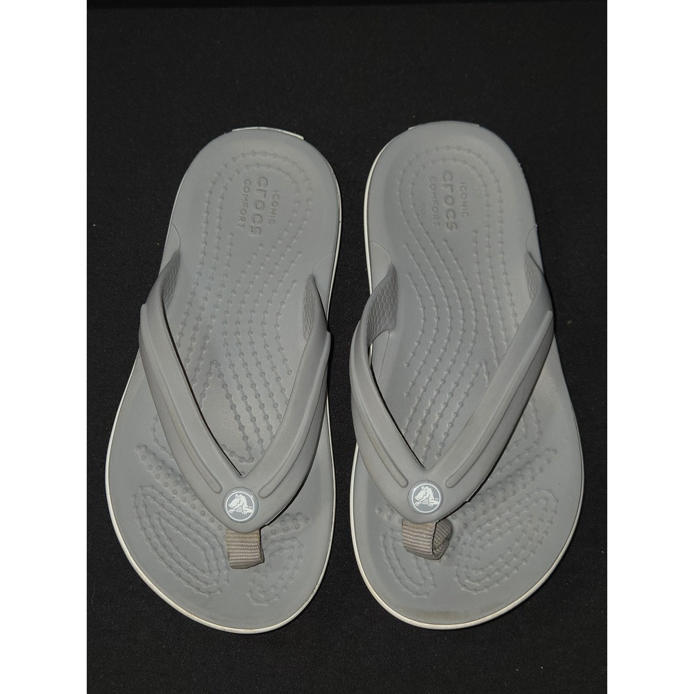 Crocs Kids Gray Flip Flops Sandals Beach Pool Lightweight Size 9C‎